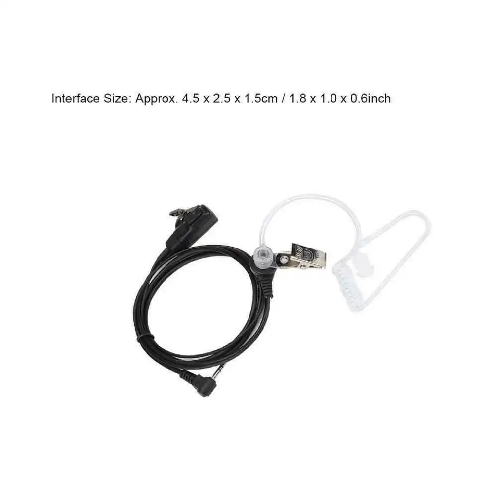 Nahaufnahme der Schnittstelle und Abmessungen des 2,5mm 1-Pin Ohrhörers, passend für Motorola Walkie-Talkies.