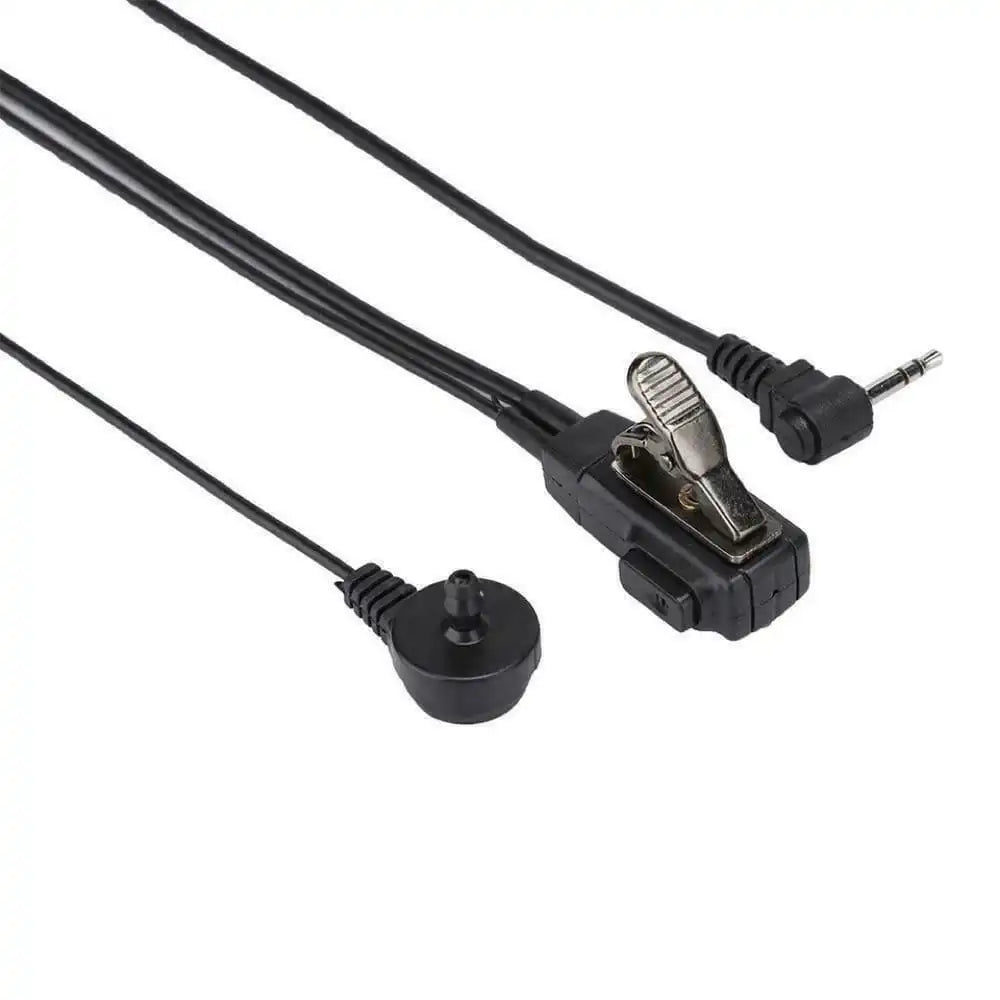 Detaillierte Ansicht des Kabels, des PTT-Mikrofons und des 2,5mm 1-Pin Steckers für Motorola Walkie-Talkie-Headsets.