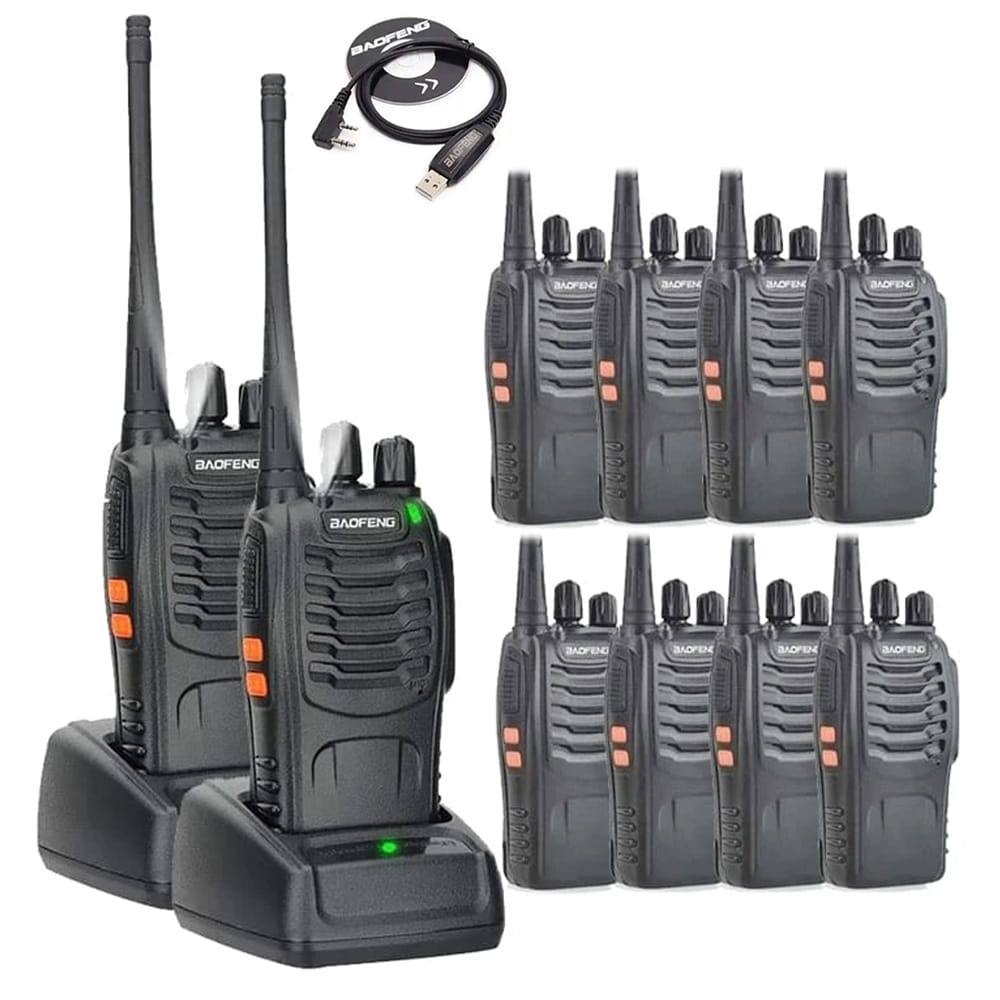 10 Baofeng BF-888S PMR446 Funkgeräte lizenzfrei mit Programmierkabel, vielseitig einsetzbar in Deutschland.