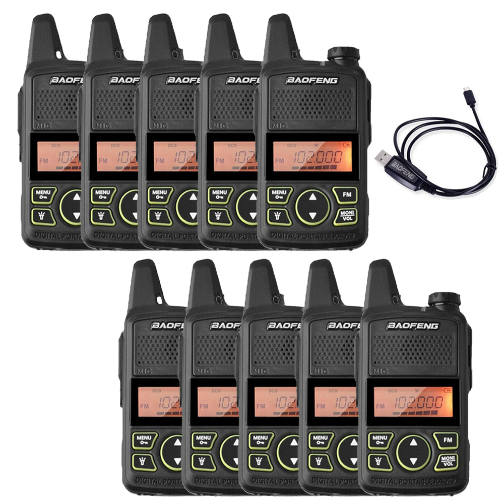 10er-Set Baofeng T1 Mini-Walkie-Talkies inklusive Programmierkabel für alle Geräte.