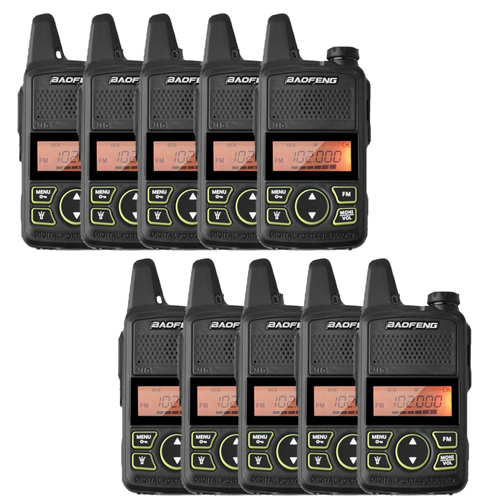 10er-Set Baofeng T1 Mini-Funkgeräte für Großgruppen oder professionelle Nutzung.