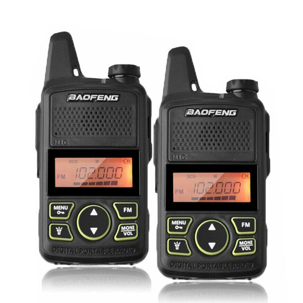 Doppelpack Baofeng T1 Mini-Walkie-Talkies, ideal für den Einsatz im Team oder bei Veranstaltungen.