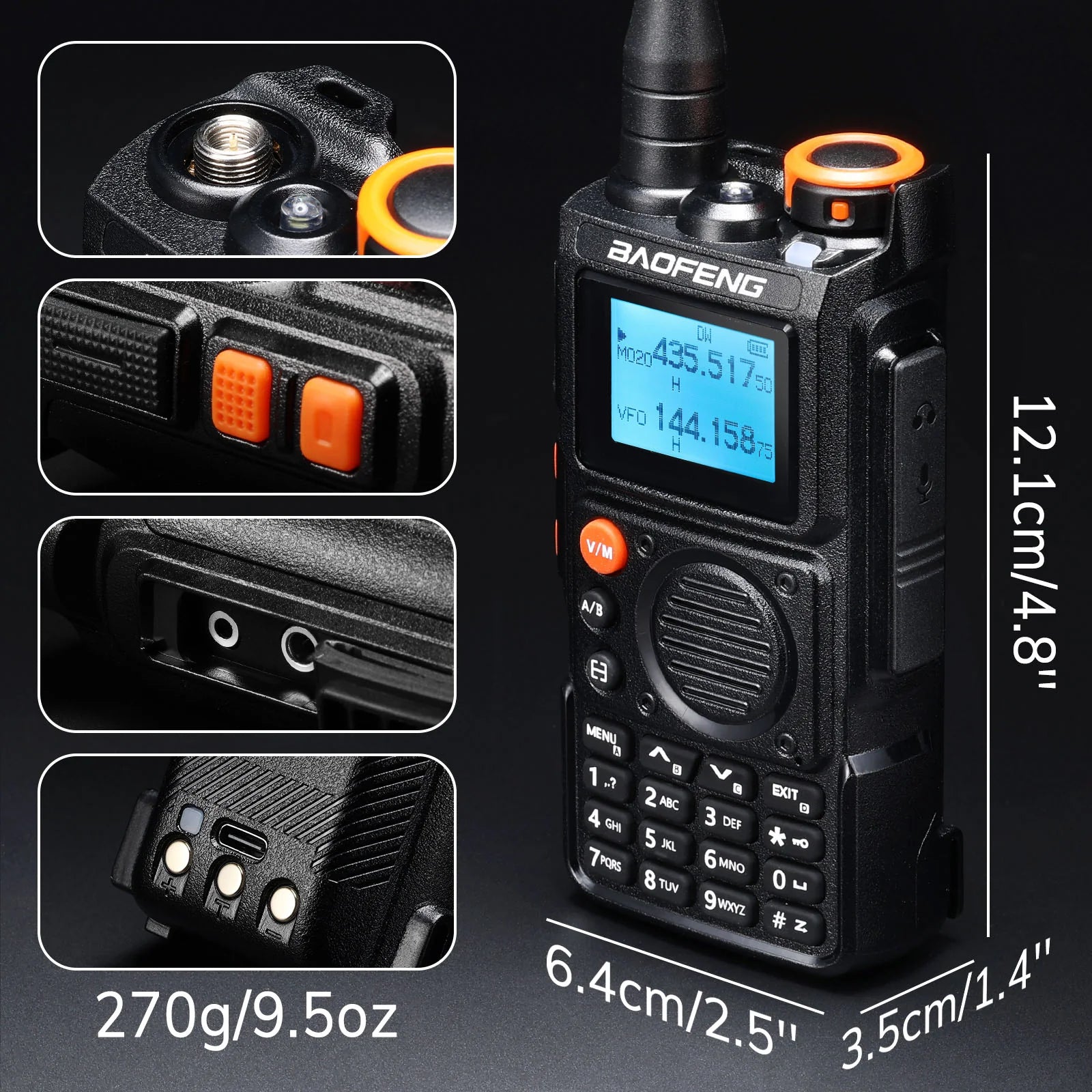 Baofeng UV-K6 6W Multi-Band Funkgerät: Maße und Gewicht für handliches Design