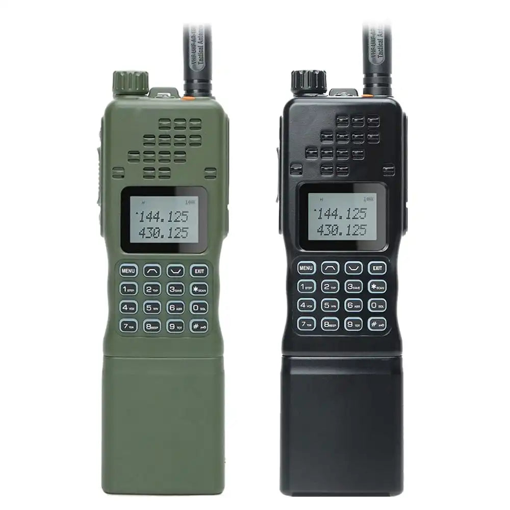 Baofeng AR-152 15W Langstrecken-Funkgeräte in Schwarz und Militärgrün, robuste, wiederaufladbare Militärfunkgeräte für VHF/UHF Kommunikation.