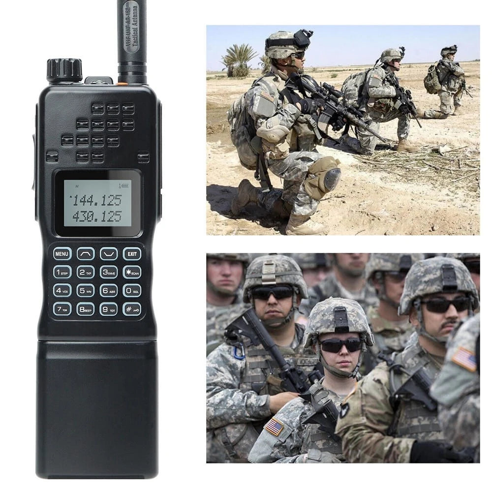 Baofeng AR-152 Funkgerät mit Zubehör, Ansicht von Display und Tasten, ideal für Outdoor-Einsätze und anspruchsvolle Umgebungen