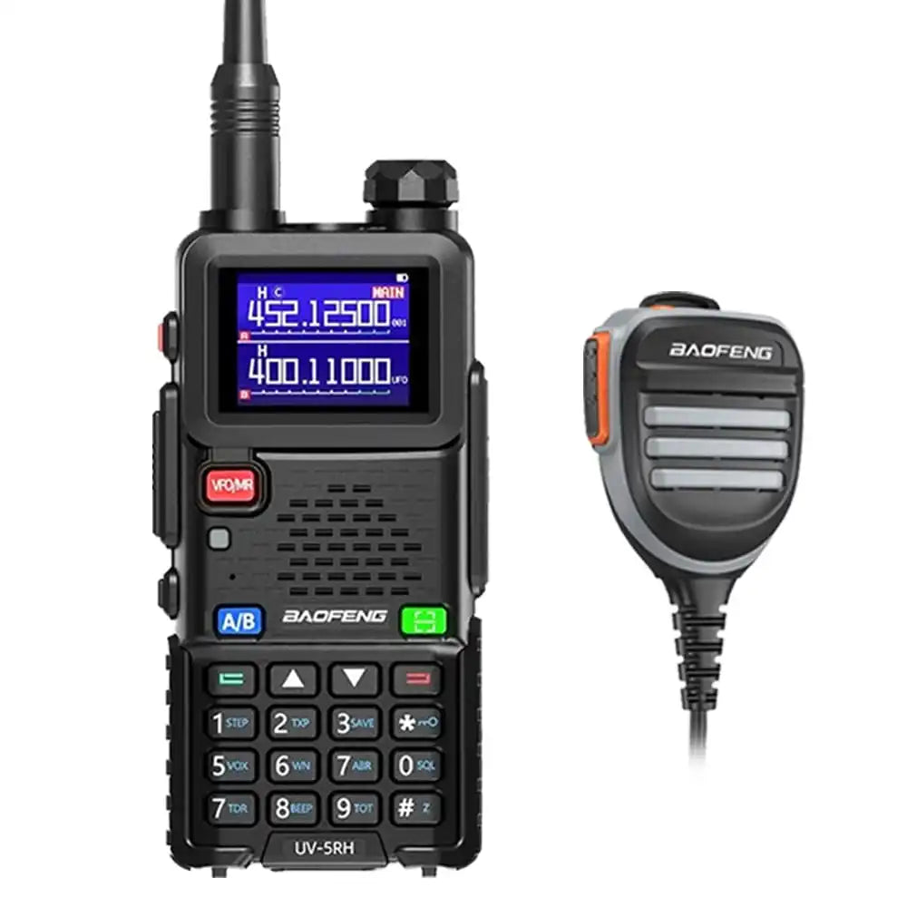 Baofeng BF-5RH 10W Multi-Band Langstrecken-Walkie-Talkie mit wasserdichtem externem Lautsprechermikrofon.