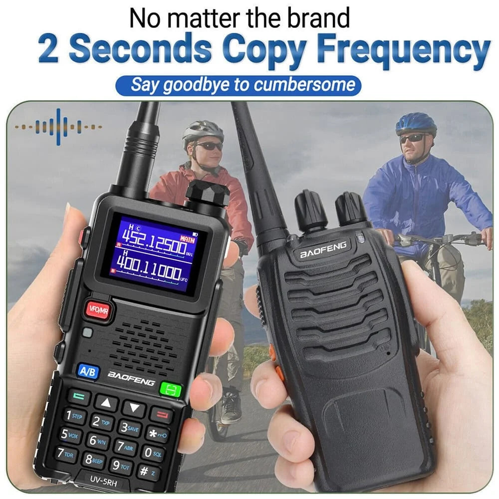 Baofeng BF-5RH Walkie-Talkie mit schneller 2-Sekunden-Frequenzkopierfunktion, ideal für die drahtlose Übertragung zwischen Funkgeräten.