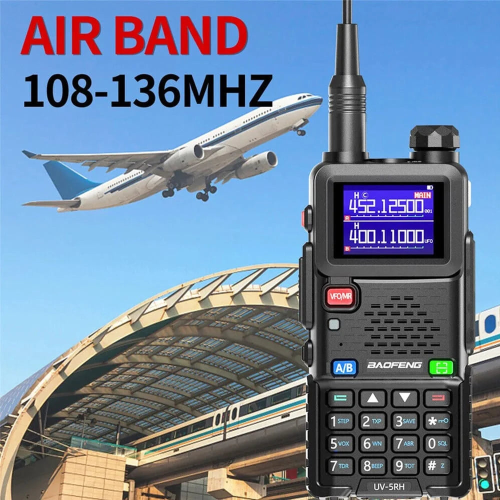 Baofeng BF-5RH Walkie-Talkie mit Luftband-Empfang (108-136MHz) für Flugfunkkommunikation.