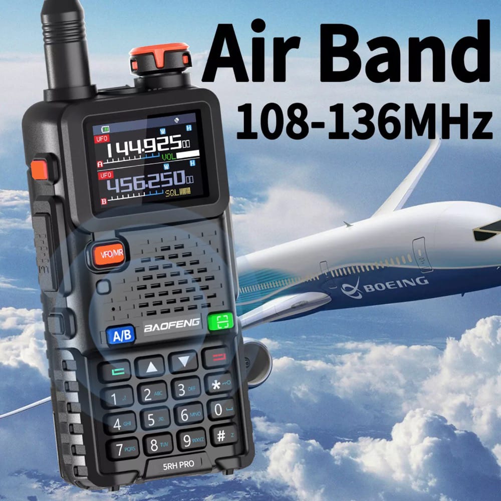 Baofeng BF-5RH Pro 10W Walkie-Talkie mit Empfang im Flugfunkband (Air Band 108-136 MHz)