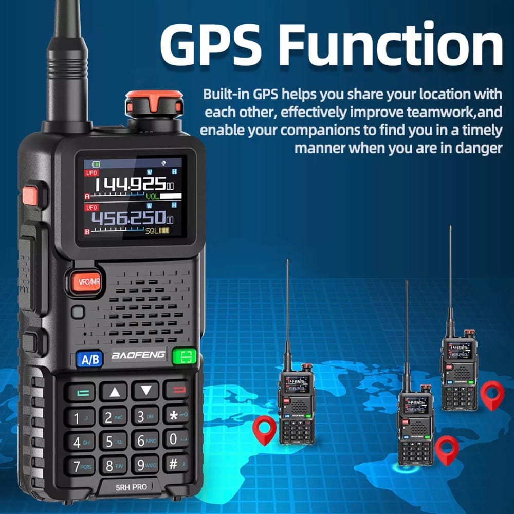 Baofeng BF-5RH Pro Funkgerät mit integrierter GPS-Funktion zur Standortfreigabe und Teamkoordination