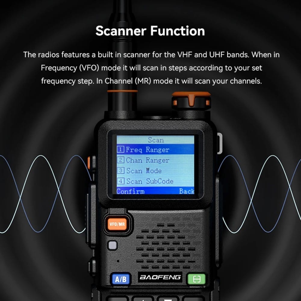 Baofeng BF-5RH Pro Funkgerät mit Scanner-Funktion für VHF- und UHF-Bänder im VFO- und MR-Modus