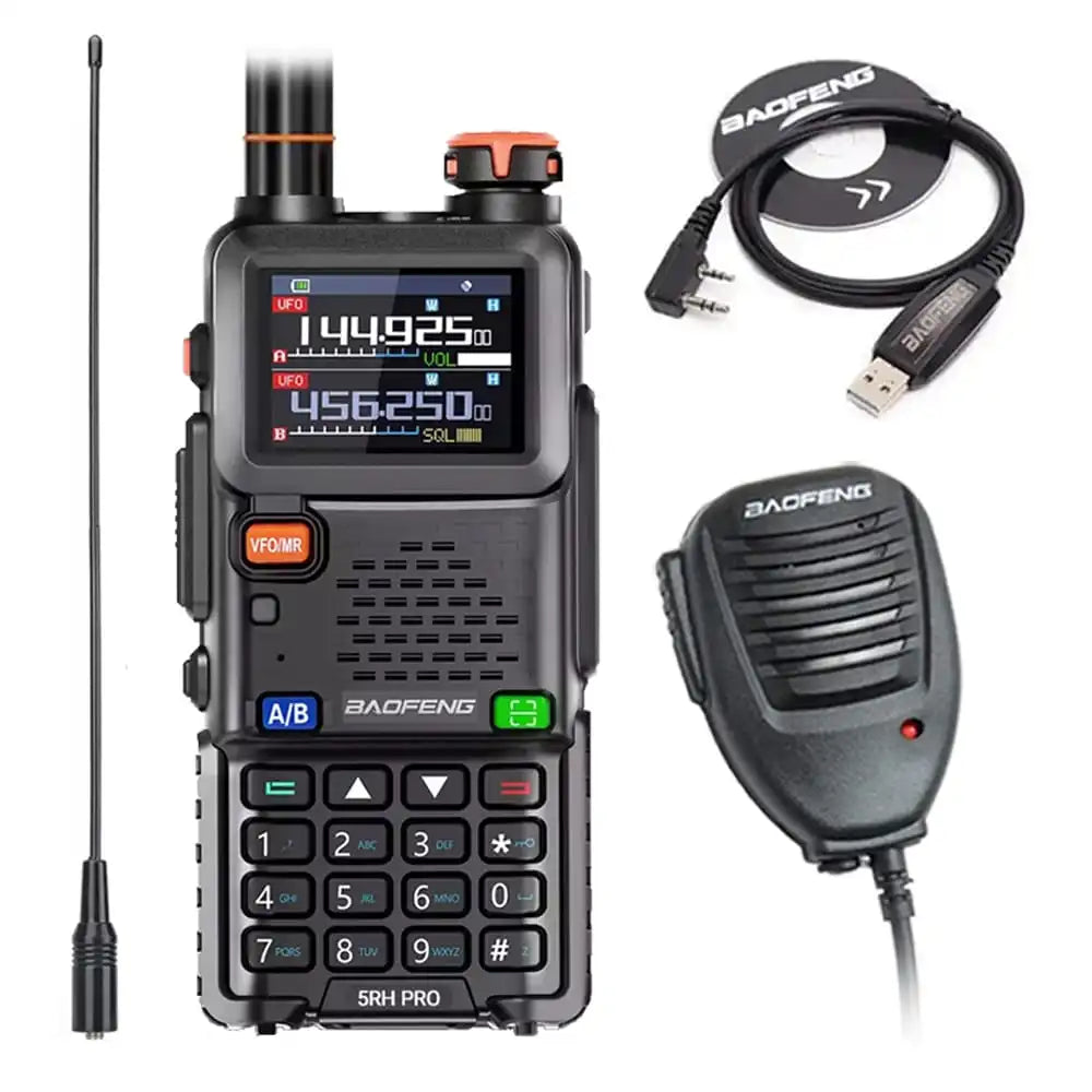 Baofeng BF-5RH Pro GPS Funkgerät Komplettset mit Lautsprechermikrofon, Programmierkabel und NA-771 Antenne