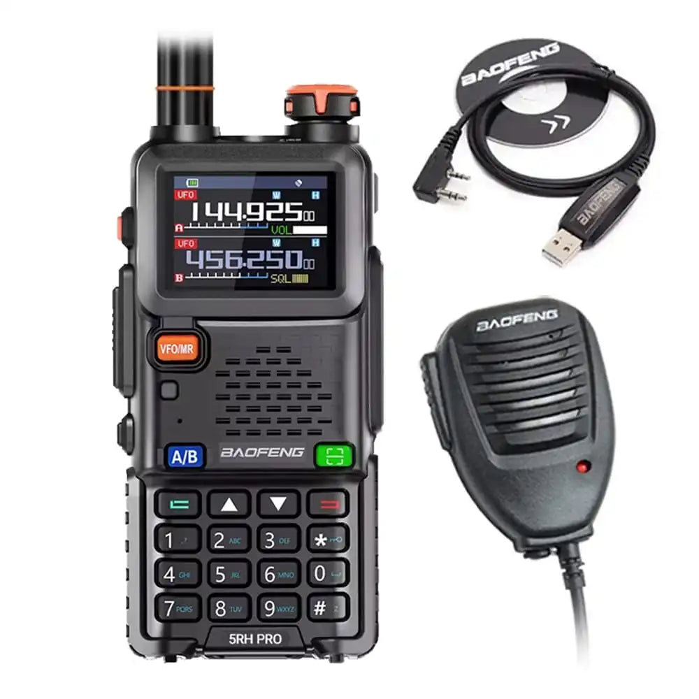 Baofeng BF-5RH Pro GPS Funkgerät mit Lautsprechermikrofon und Programmierkabel
