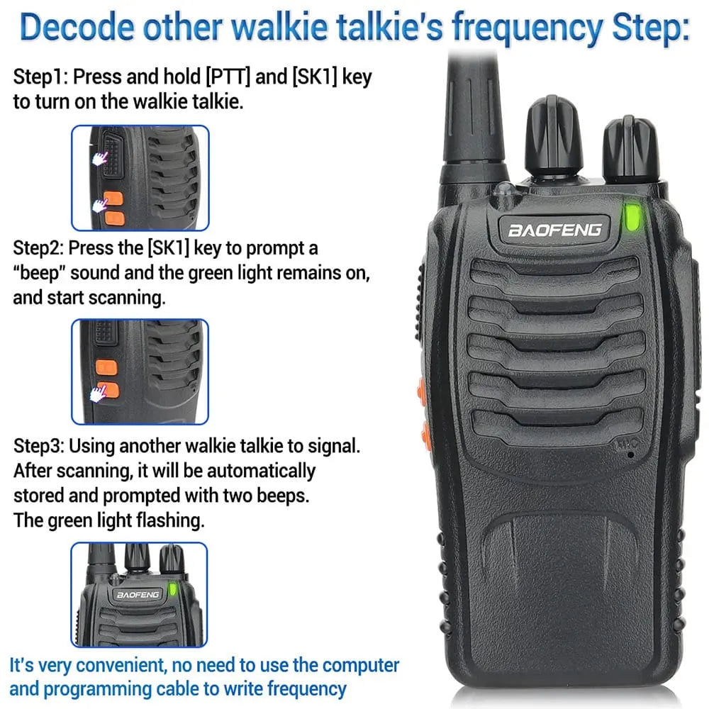 Anleitung zum Dekodieren der Frequenz anderer Walkie-Talkies mit dem Baofeng BF-888S PMR446 Funkgerät, bequem ohne Programmierkabel.