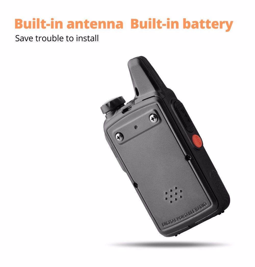 Integrierte Antenne und Batterie des Baofeng BF-T1 Mini-Walkie-Talkie für einfache Handhabung.