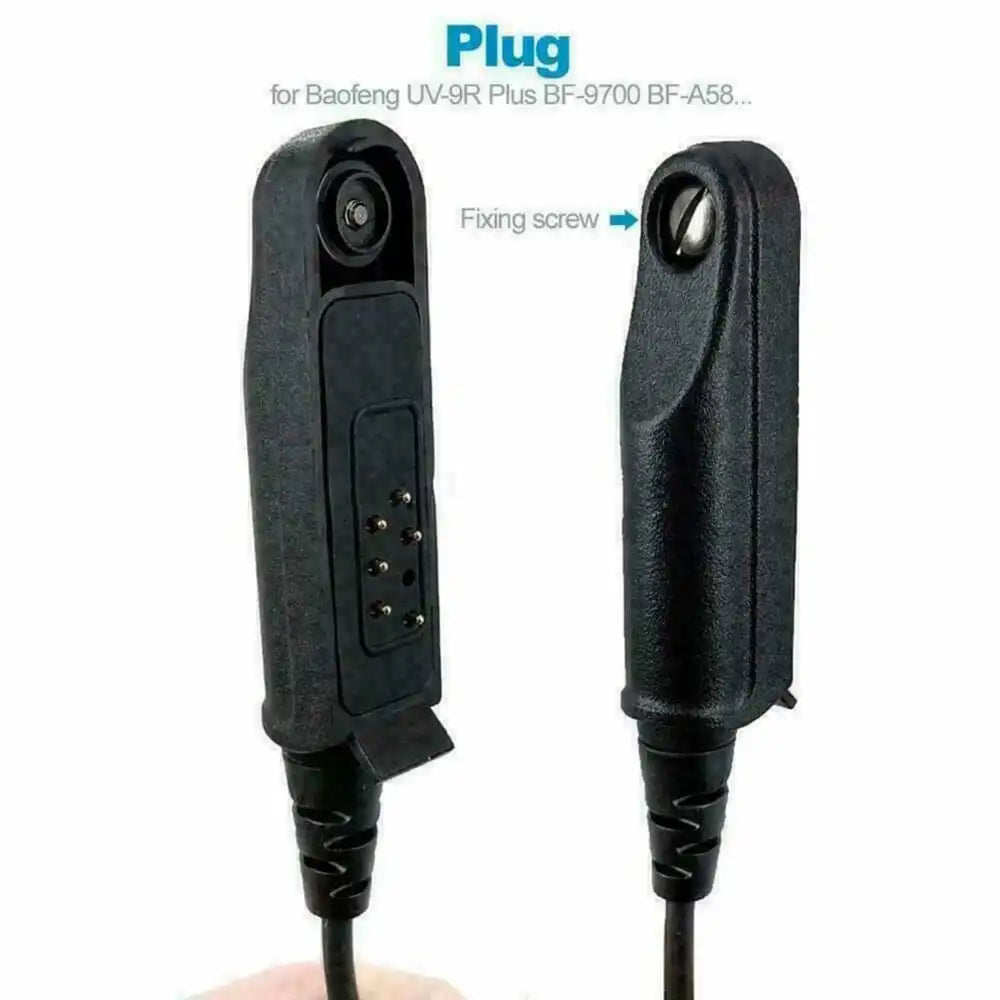 Detailansicht des doppelten Steckers mit Schraubbefestigung für Baofeng UV-9R Plus, BF-9700 & BF-A58.