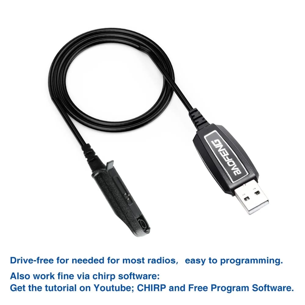 Detailansicht des USB-Anschlusses des Baofeng Programmierkabels, bereit zur Verbindung mit dem PC für die Funkgerätprogrammierung.