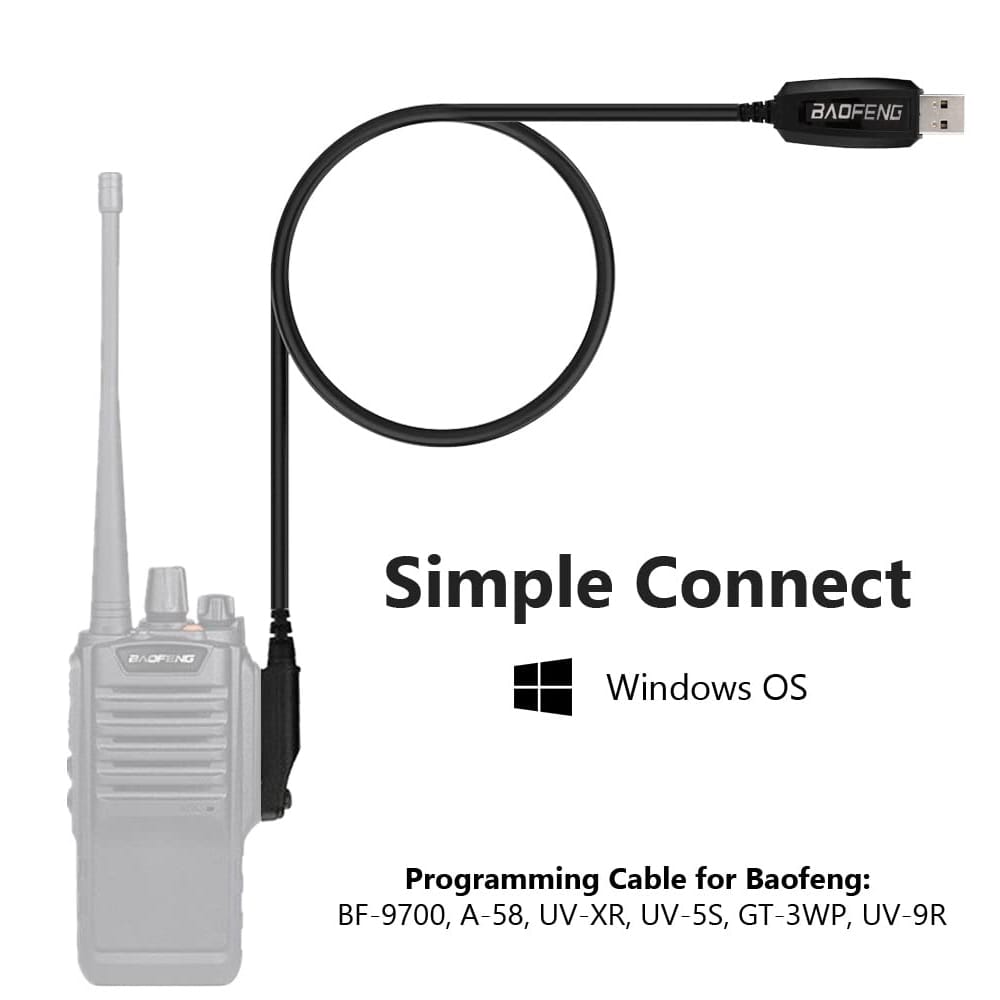 Das Baofeng Programmierkabel zeigt den stabilen Stecker, der eine sichere Verbindung mit dem Walkie-Talkie gewährleistet.