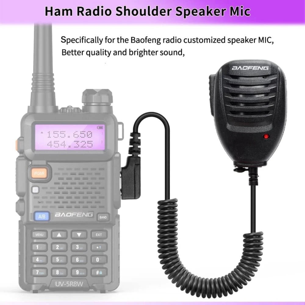 Handheld PTT-Lautsprechermikrofon von Baofeng, kompatibel mit der UV-5R und BF-888S Serie, mit Push-to-Talk-Taste.