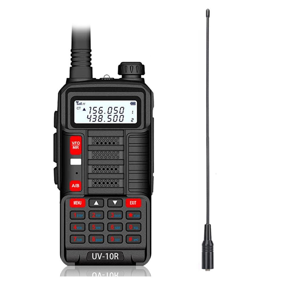 Baofeng UV-10R Dualband Funkgerät (10W, Schwarz) mit NA-771 Antenne für erweiterte Reichweite