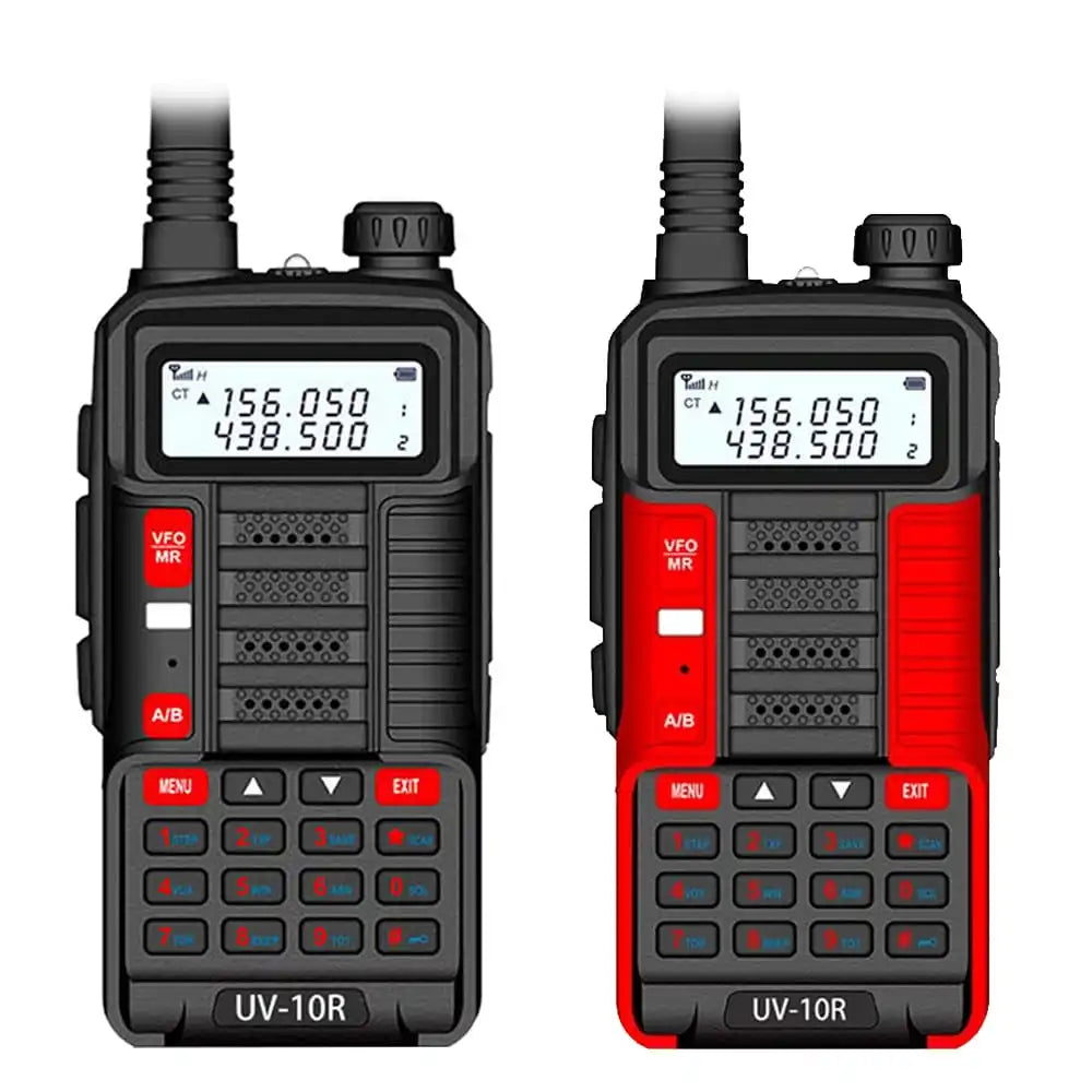 Baofeng UV-10R Dualband Walkie-Talkies (10W) in Schwarz und Rot, ideal für Teams und verschiedene Anwendungen