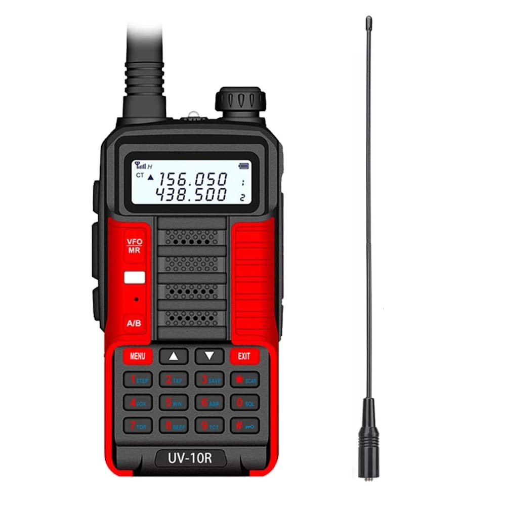 Baofeng UV-10R Dualband Funkgerät (10W, Rot) mit NA-771 Antenne für erweiterte Reichweite