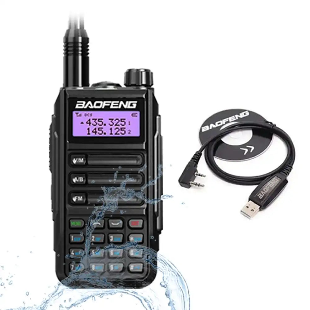 Baofeng UV-16 Pro V2 10W IP68 wasserdichtes Dualband Walkie-Talkie Sschwarz mit USB-Programmierkabel