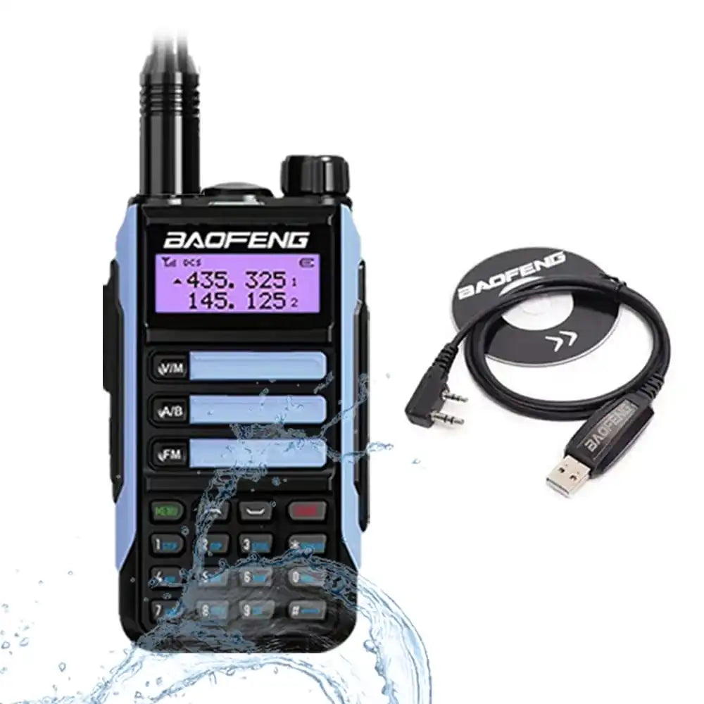 Baofeng UV-16 Pro V2 10W IP68 wasserdichtes Dualband Walkie-Talkie Blau mit USB-Programmierkabel