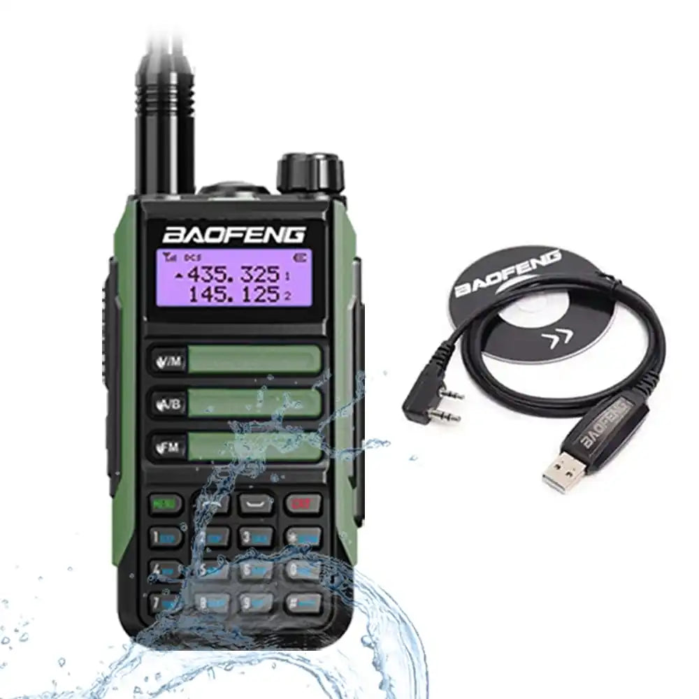 Baofeng UV-16 Pro V2 10W IP68 wasserdichtes Dualband Walkie-Talkie Grün mit USB-Programmierkabel