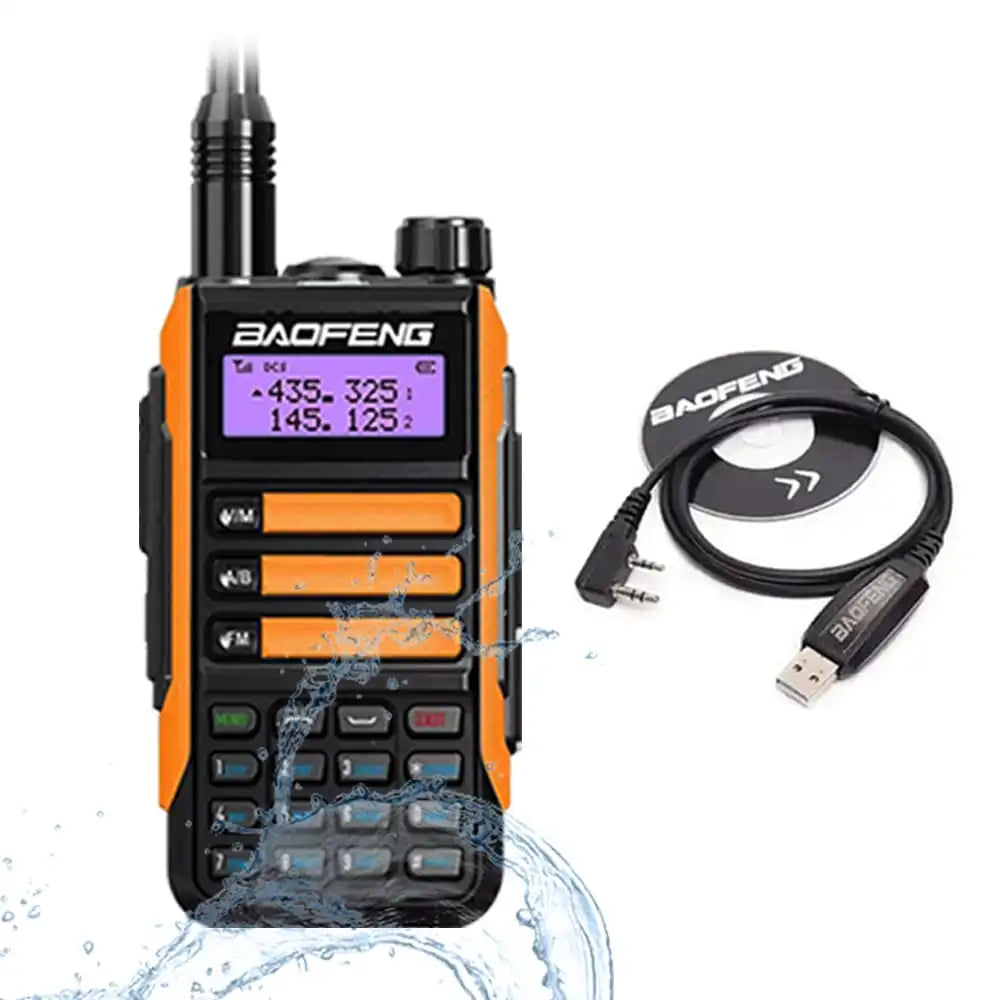 Baofeng UV-16 Pro V2 10W IP68 wasserdichtes Dualband Walkie-Talkie Orange mit USB-Programmierkabel