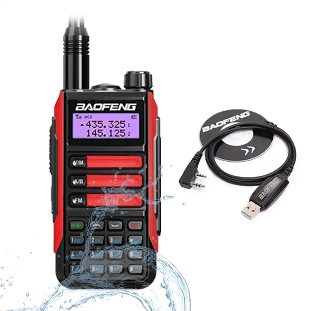 Baofeng UV-16 Pro V2 10W IP68 wasserdichtes Dualband Walkie-Talkie Rot mit USB-Programmierkabel