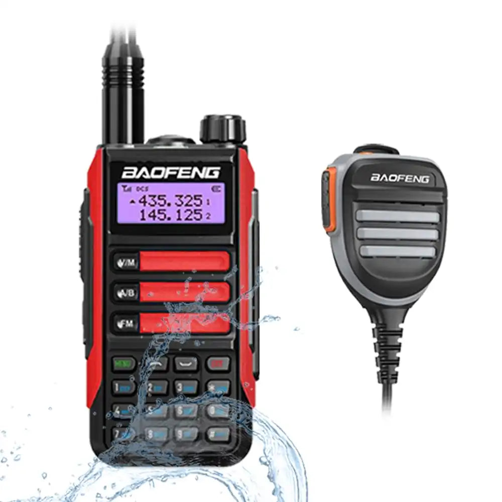 Baofeng UV-16 Pro V2 10W IP68 wasserdichtes Dualband Walkie-Talkie Rot mit wasserdichtem externen Lautsprechermikrofon