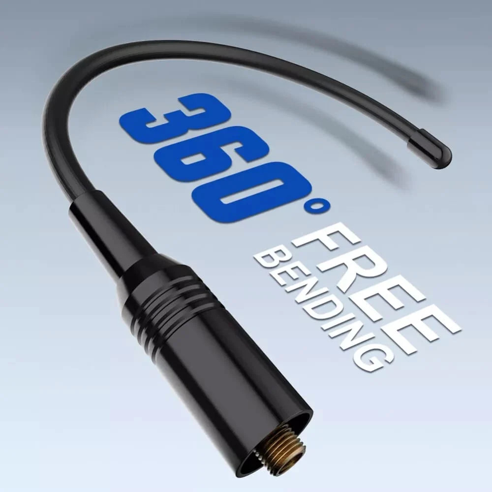 Flexible 360° biegbare Antenne für Baofeng UV-16 Pro Walkie-Talkie, die ihre freie Biegung und Langlebigkeit zeigt.