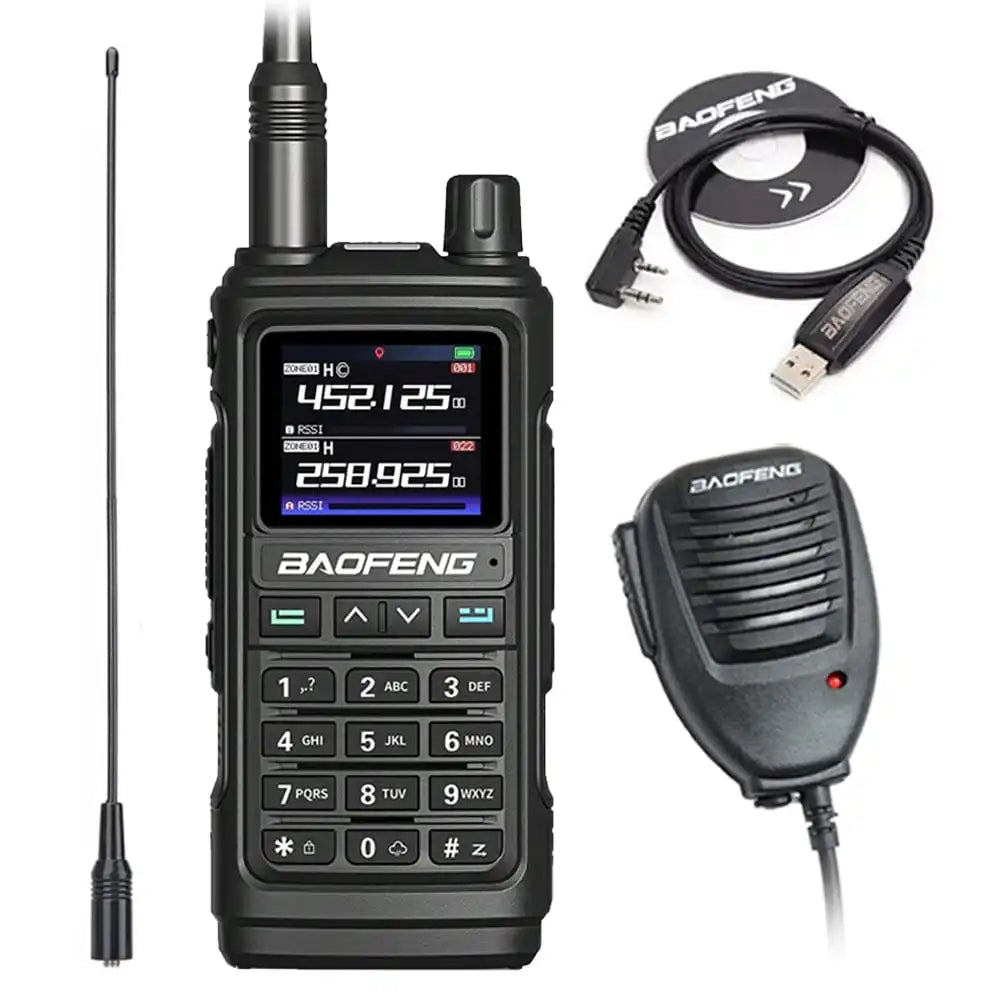 Baofeng UV-17 Pro Multiband Funkgerät Schwarz mit Programmierkabel, Lautsprechermikrofon und NA-771 Antenne