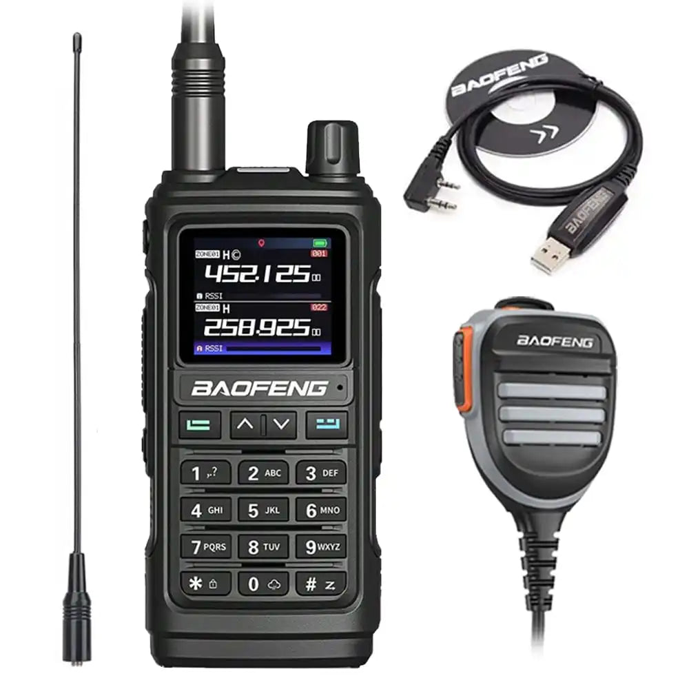 Baofeng UV-17 Pro Multiband Funkgerät Schwarz mit Programmierkabel, wasserdichtem Lautsprechermikrofon und NA-771 Antenne