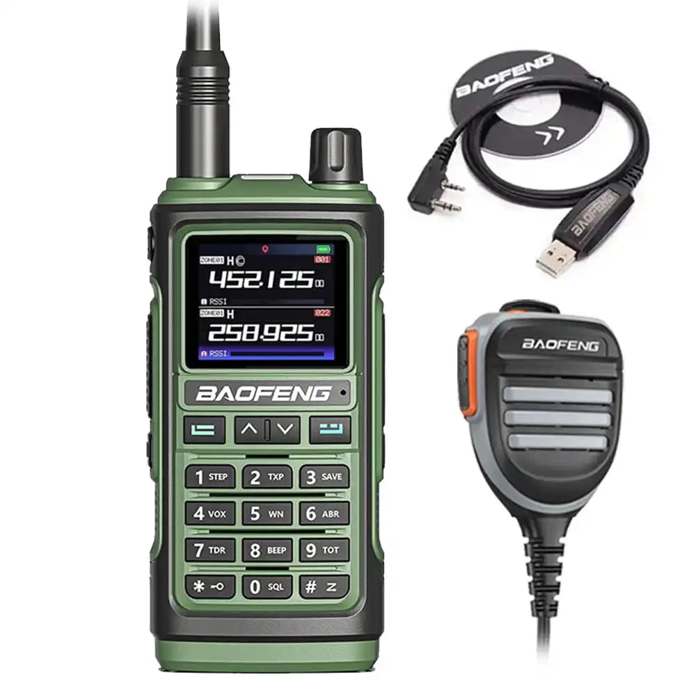 Baofeng UV-17 Pro Multiband Funkgerät grün mit Programmierkabel und wasserdichtem Lautsprechermikrofon