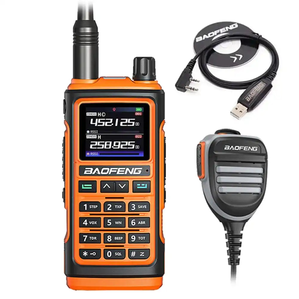 Baofeng UV-17 Pro Multiband Funkgerät orange mit Programmierkabel und wasserdichtem Lautsprechermikrofon