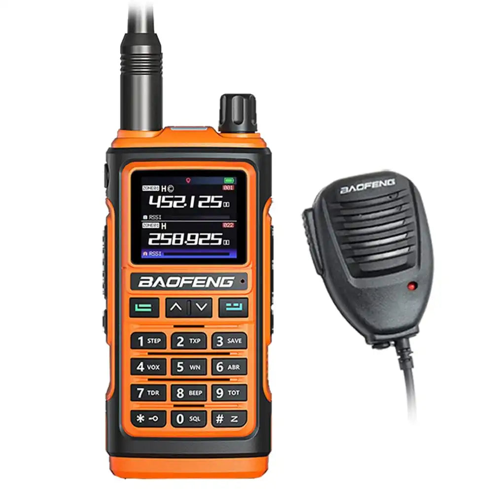 Baofeng UV-17 Pro Multiband Funkgerät in Orange mit Lautsprechermikrofon für freihändige Kommunikation