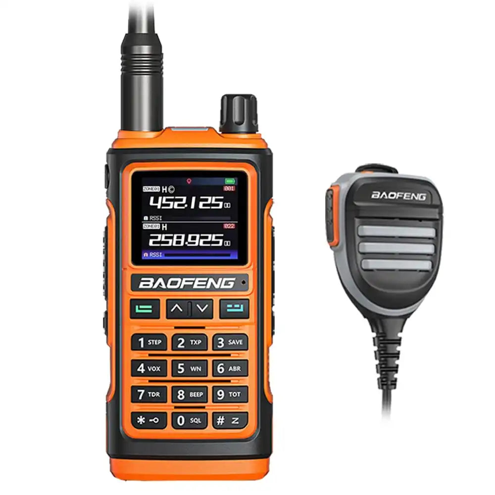 Baofeng UV-17 Pro Multiband Funkgerät in Orange mit wasserdichtem Lautsprechermikrofon für den Einsatz unter allen Bedingungen
