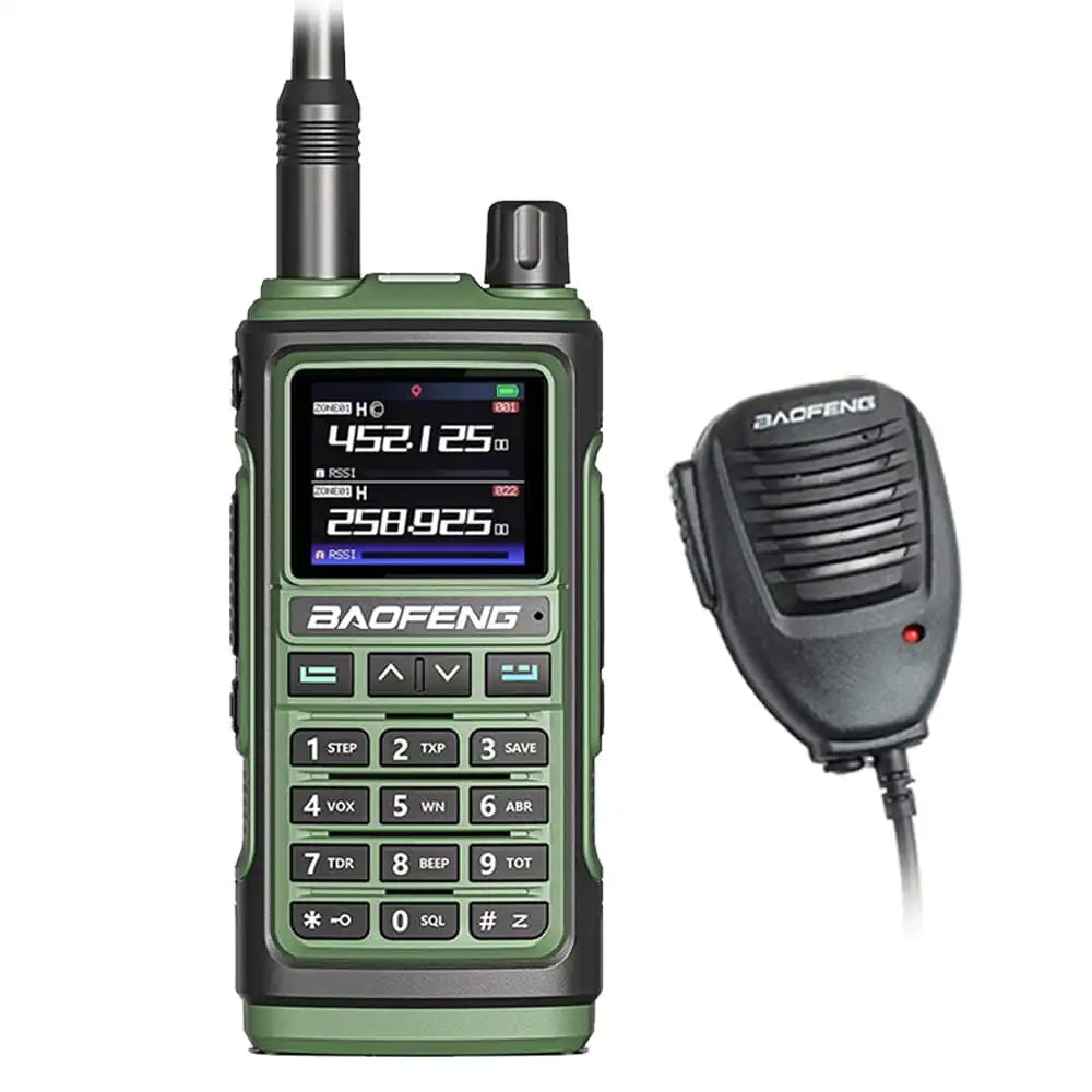Baofeng UV-17 Pro Tri-Band Funkgerät in Grün mit Lautsprechermikrofon für freihändige Kommunikation