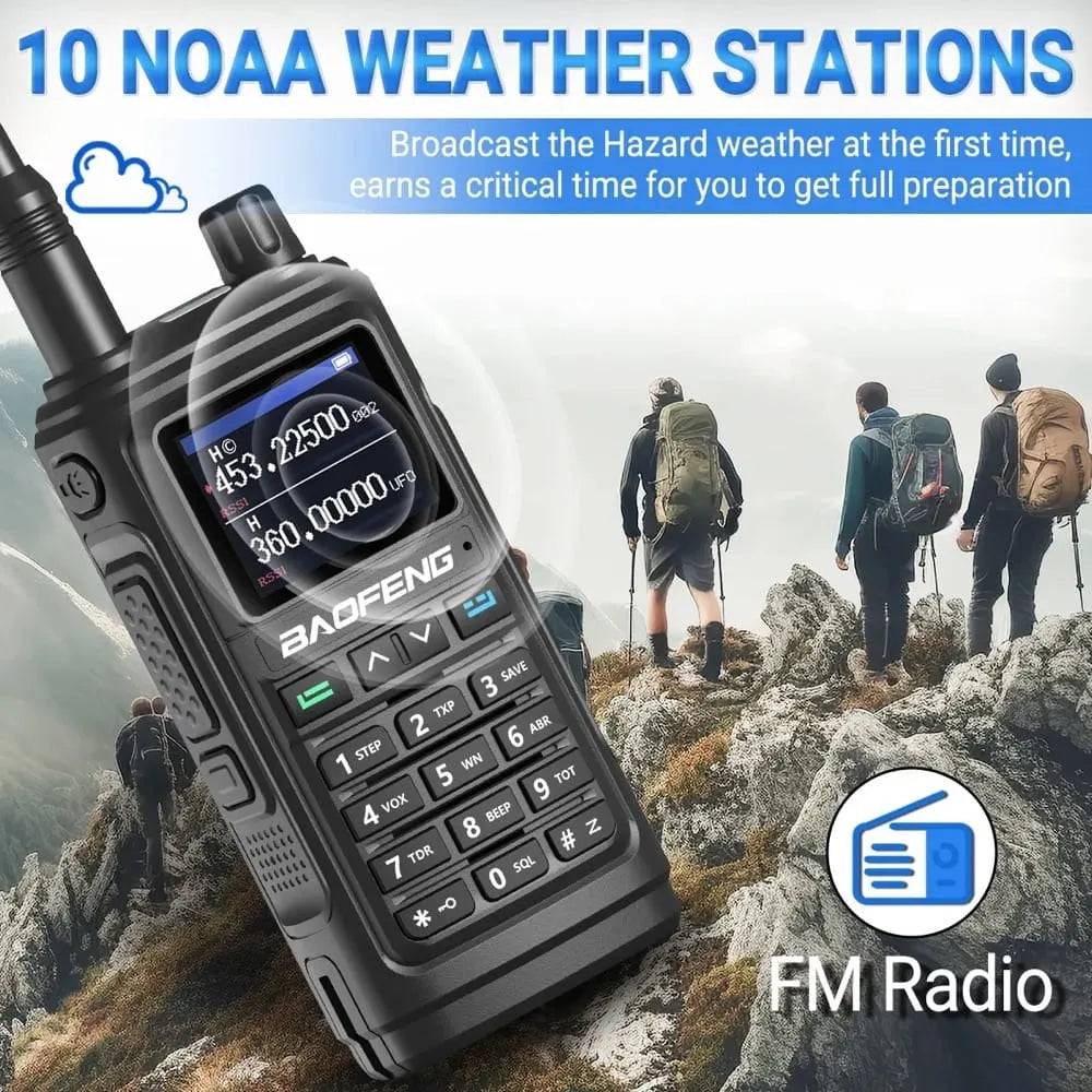 Baofeng UV-17 Pro Walkie-Talkie in Schwarz, das 10 NOAA-Wetterstationen und FM-Radio für Outdoor-Aktivitäten empfängt