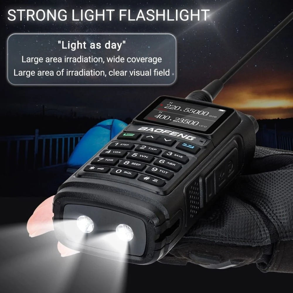Baofeng UV-17 Pro Walkie-Talkie mit leistungsstarker Taschenlampe für helle Ausleuchtung bei Nacht