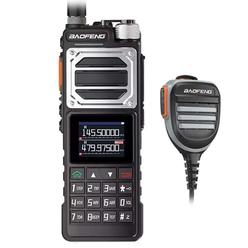 Baofeng UV-25 10W Militär-Walkie-Talkie im Schwarzes mit wasserdichtem Lautsprecher-Mikrofon.