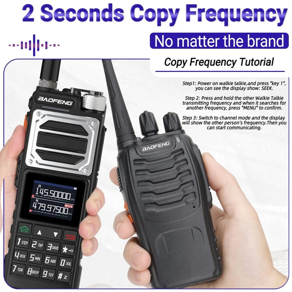Baofeng UV-25 Walkie-Talkie demonstriert die '2 Sekunden Frequenzkopie'-Funktion, um schnell Frequenzen von anderen Funkgeräten zu übernehmen.