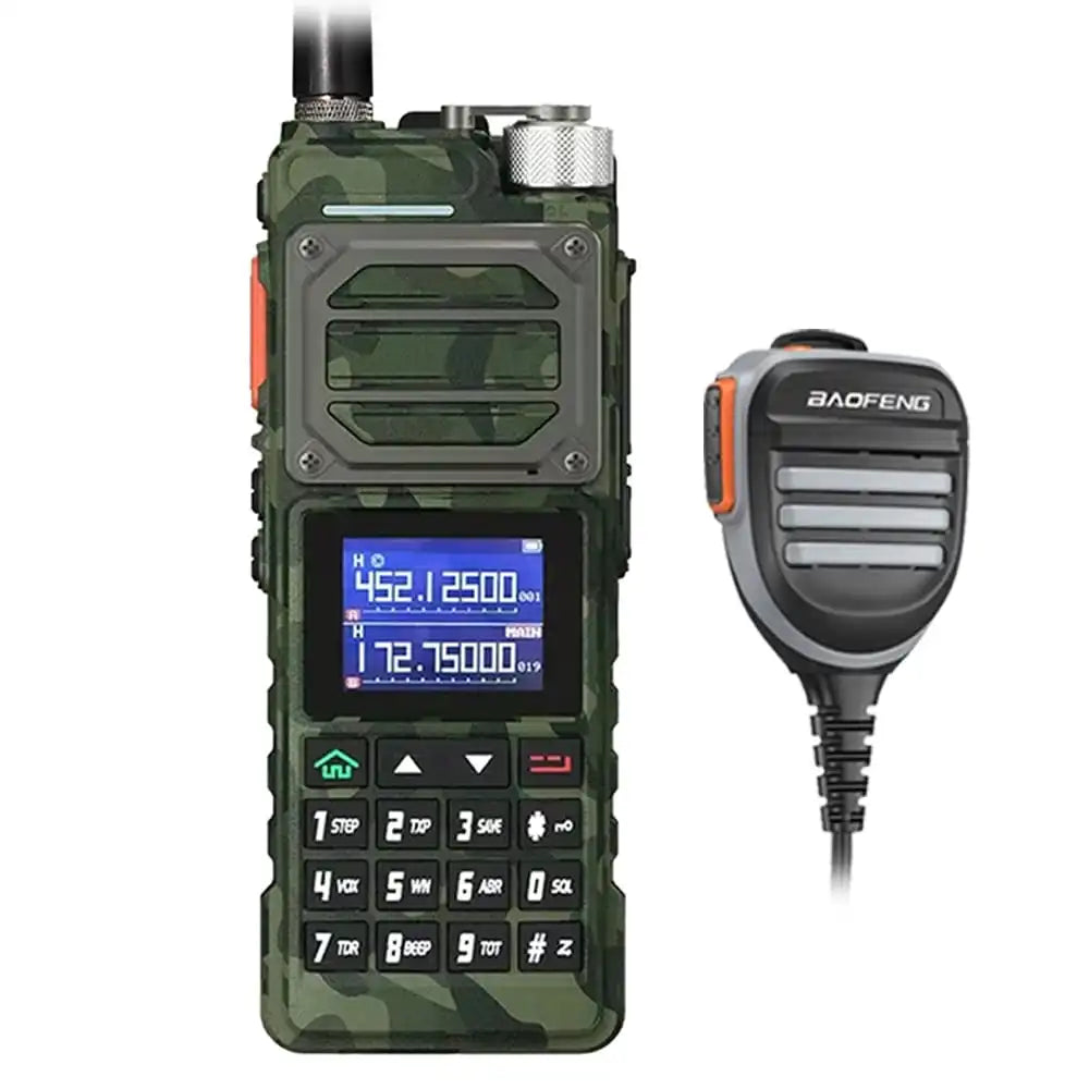 Baofeng UV-25 10W Militär-Walkie-Talkie in Grün mit wasserdichtem Lautsprecher-Mikrofon.