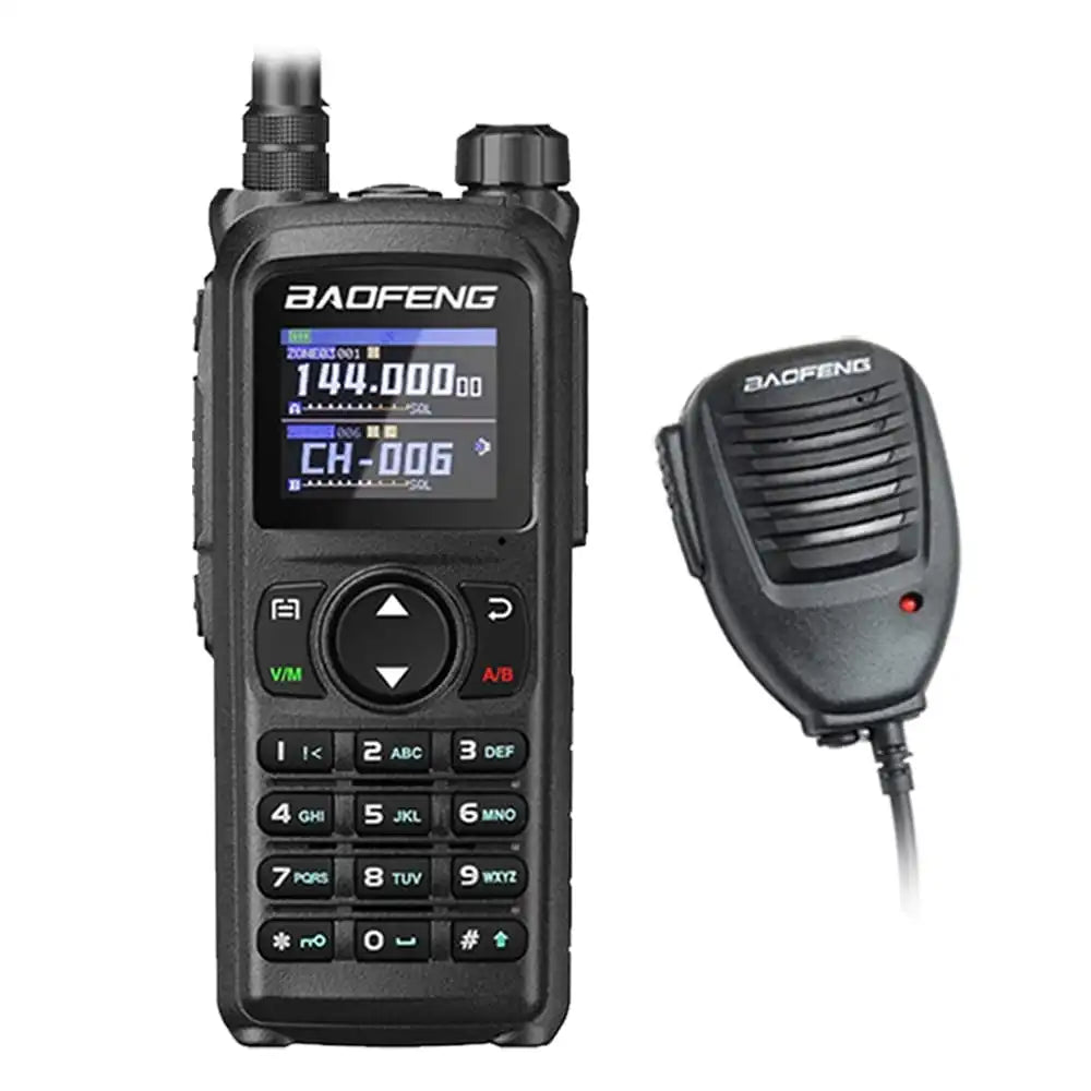 Baofeng UV-28 Pro GPS Bluetooth 10W Funkgerät mit externem Lautsprechermikrofon für klare Kommunikation.