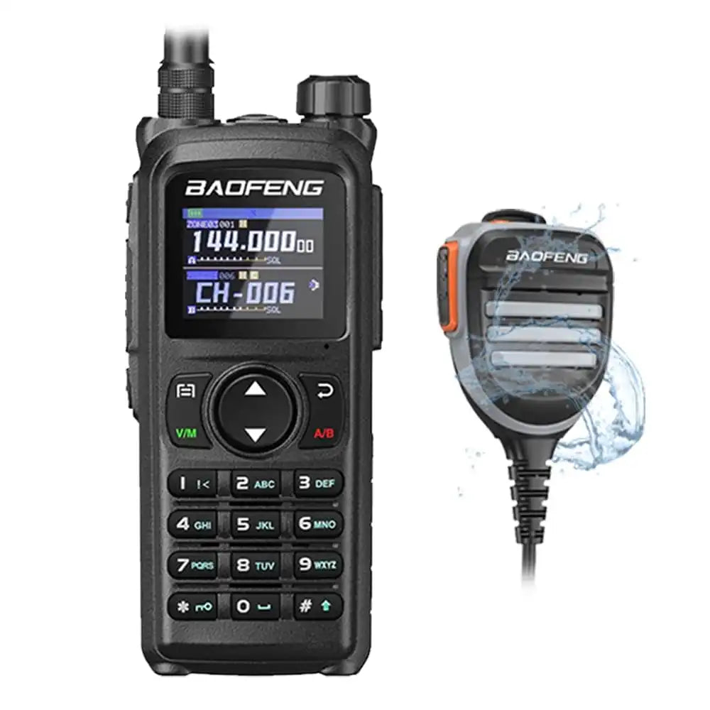 Baofeng UV-28 Pro GPS Bluetooth 10W Walkie-Talkie mit wasserdichtem Lautsprechermikrofon, ideal für den Außeneinsatz.