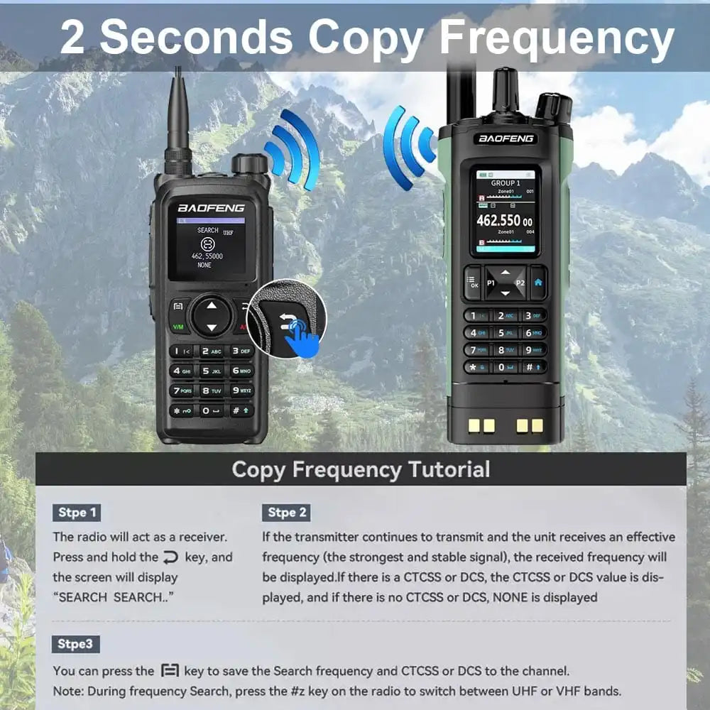 Baofeng UV-28 Pro Funkgerät mit 2-Sekunden-Frequenzkopierfunktion und Tutorial zur schnellen Frequenzübernahme.