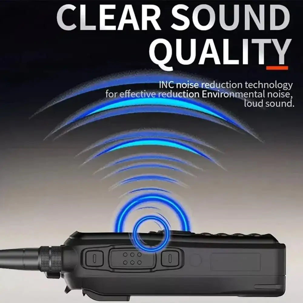 UV-28 Pro Walkie-Talkie mit klarer Audioqualität und Rauschunterdrückung für laute Umgebungen.