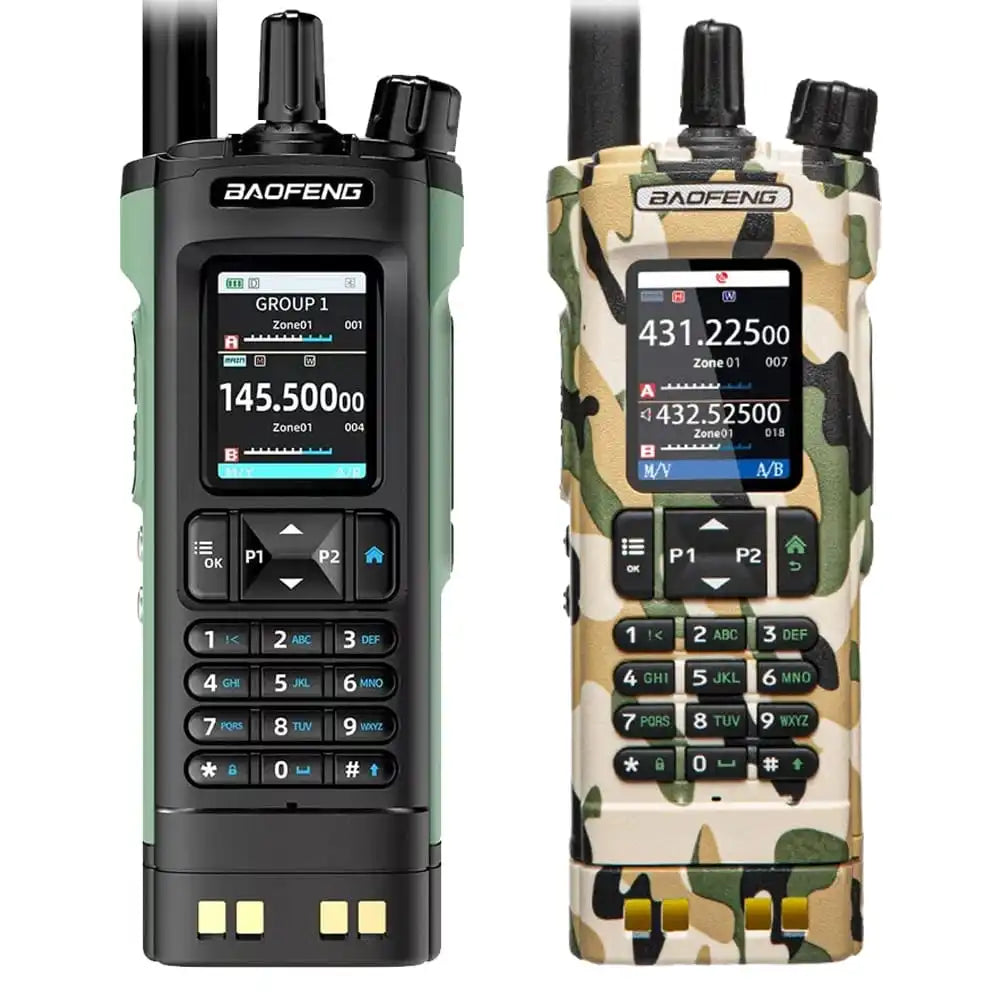 Baofeng UV-32 10W GPS Walkie-Talkie in Grün und Tarnung, ein Multiband-Zweiwege-Funkgerät mit Bluetooth-Programmierfunktion